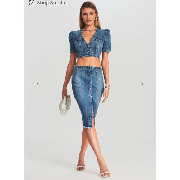 RETROFETE Skirt XS Harmonia Pencil Down Front Button Closure Edgy Distressed Hem - Picture 2 of 16